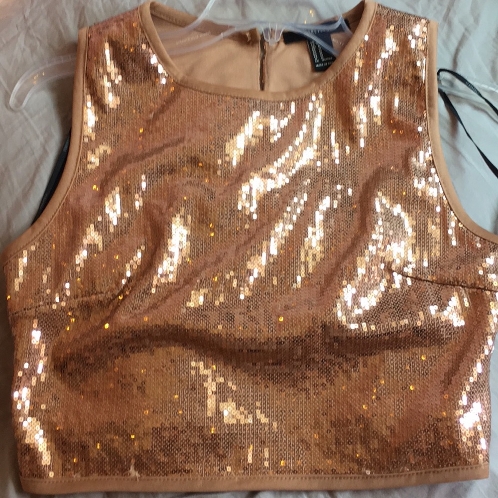 Forever 21 - Gold/Champagne Sequined Crop Top